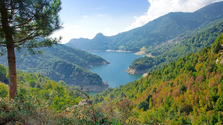 A view over Lake Tolla and the Prunelli Gorge, Corsica
